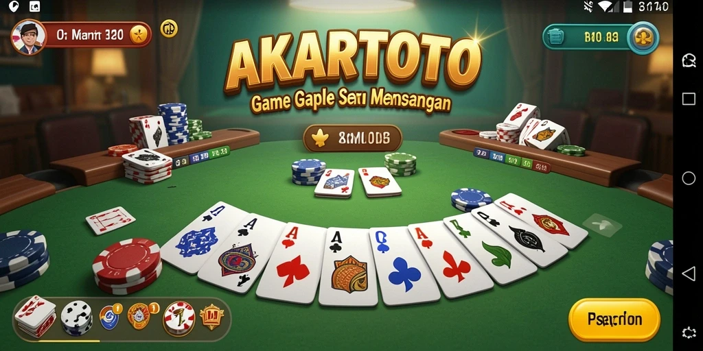 Tampilan gameplay AKARTOTO yang menampilkan keseruan bermain Gaple.
