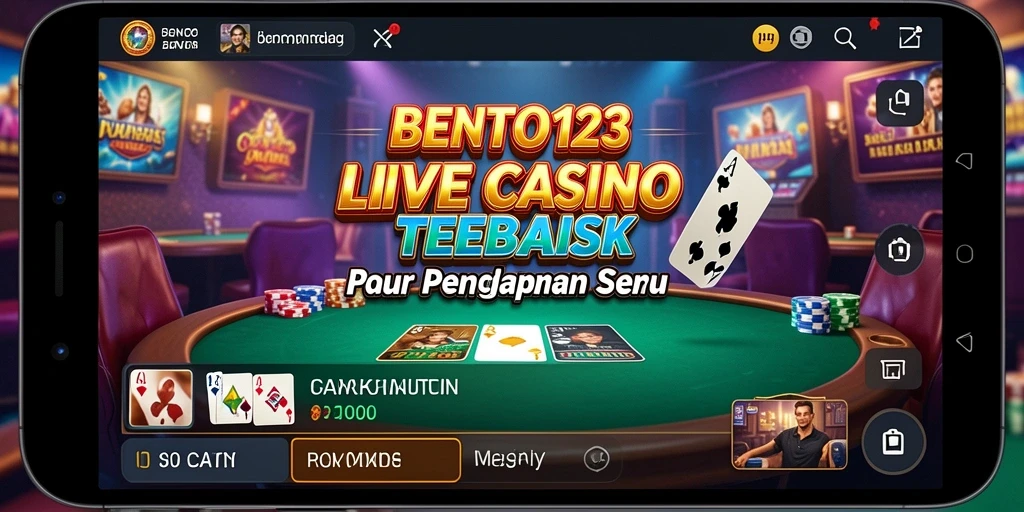 Screenshot gameplay BENTO123 menampilkan dealer langsung dan suasana bermain yang mendebarkan.