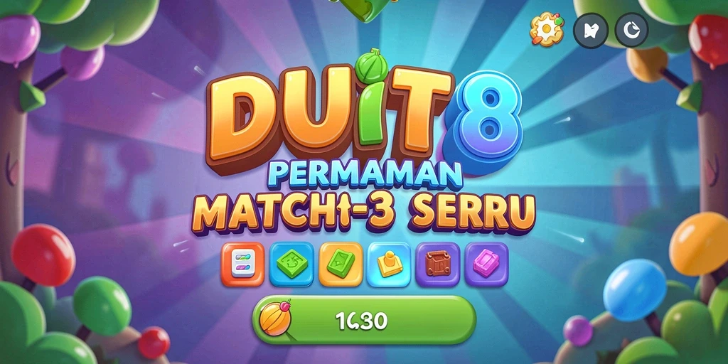 Tangkapan layar menunjukkan aksi permainan Match-3 yang dinamis dan penuh warna.