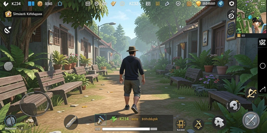 Tampilan gameplay K234 dengan karakter yang hidup dan interaksi menarik.
