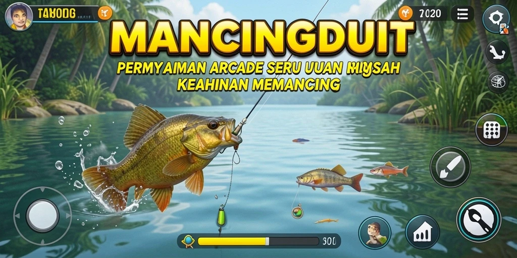 Tampilan gameplay seru MANCINGDUIT dengan aksi memancing yang mendebarkan.