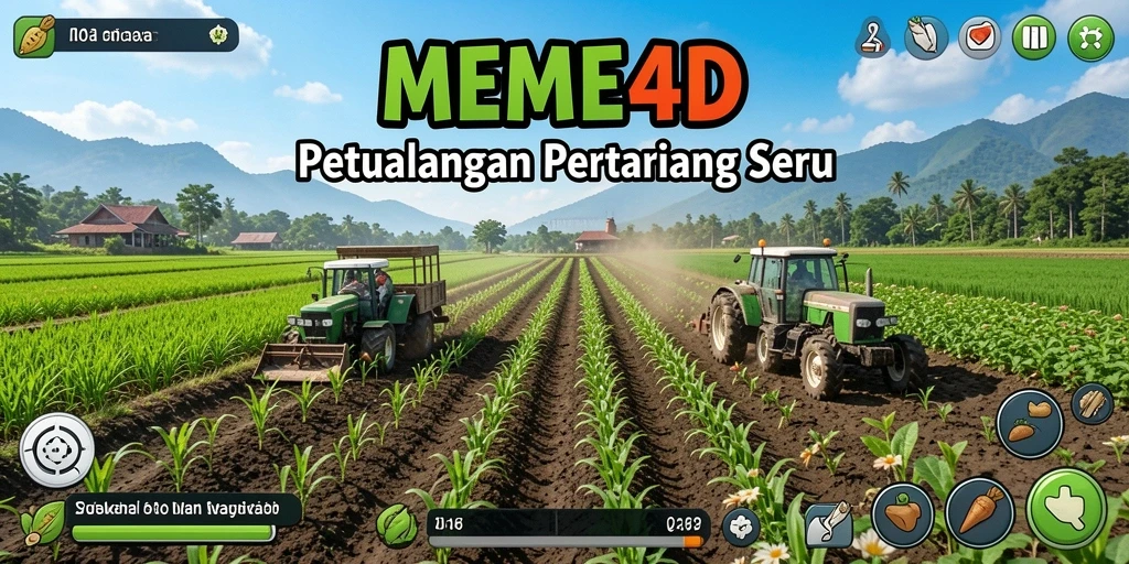 Tampilan gameplay menarik di dunia pertanian yang penuh warna.