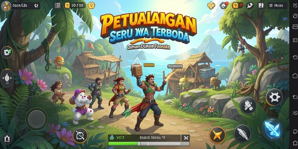 Tangkapan layar V07 menampilkan gameplay petualangan seru dengan lingkungan yang indah.