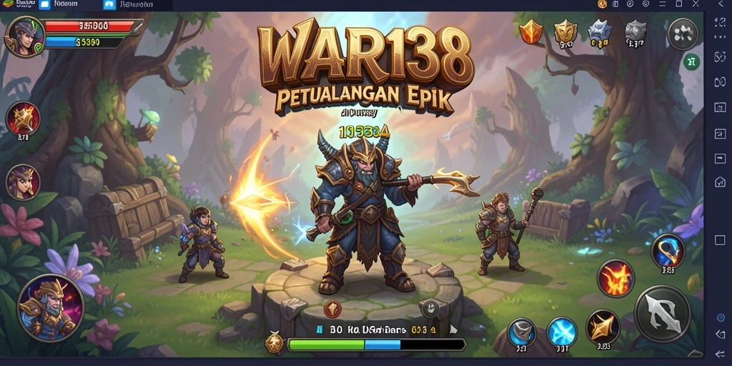 Tangkapan layar utama WAR138 yang menunjukkan aksi petualangan mendebarkan.
